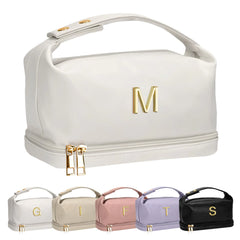 Vogewood Valentines Day Gifts for Girls Gifts for College Girls Initial Large Makeup Bag Bride To Be Gifts Double Layer Cosmetic Bag Bachelorette Party Women Wedding Bridal Bride Gifts