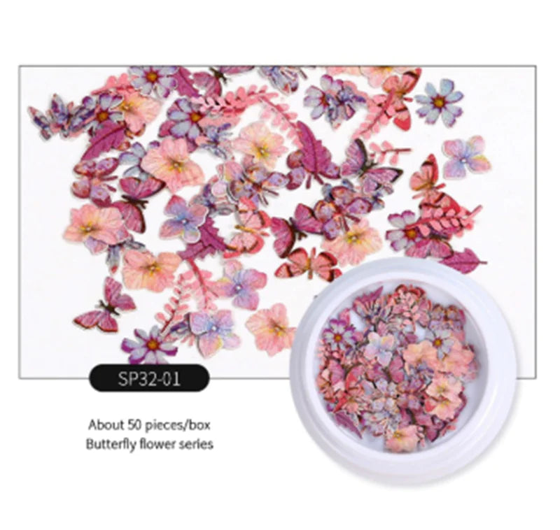 Nail Accessories with Flowers, Insects, Butterflies, Bears for gel nails